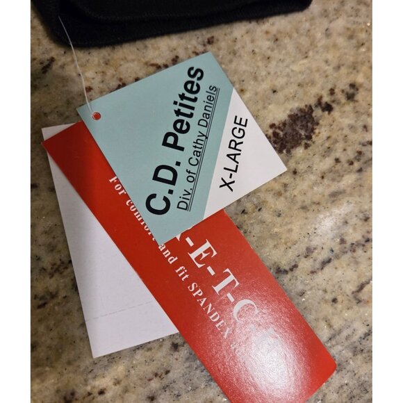 New! C. D. Petites Women XLP 3/4 Sleeve Black Rhinestone Knit Sweater Waterfall - Picture 9 of 12